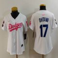 Women Nike Los Angeles Dodgers #17 Shohei Ohtani white pink fashion MLB baseball Jersey-Joint name-BD