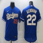 Custom Nike Los Angeles Nike Dodgers #22 Clayton Kershaw blue 2020 Away Official Authentic Player Jersey-BD