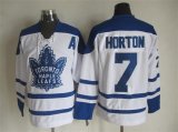 Toronto Maple Leafs 7# Tim Horton CCM throwback white blue hockey jerseys A patch