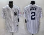 Nike New York Yankees #2 Derek Jeter white MLB baseball Jersey Joint name -BD