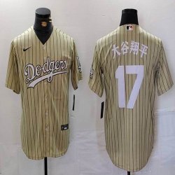 Nike Los Angeles Dodgers #17 Shohei Ohtani beige fashion MLB baseball Jersey 23