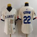 Women Nike Los Angeles Dodgers #22 Clayton Kershaw beige fashion majestic baseball Jerseys-BD 03