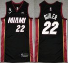 Miami Heat #22 Jimmy Butler black nba basketball jerseys 6 patch