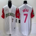 2023 World Cup Mexico #7 Julio Urias white red majestic baseball jerseys 48