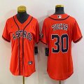 Women Nike Houston Astros #30 Kyle Tucker orange baseball jerseys -BD 01