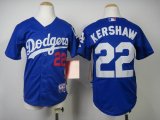 Los Angeles Dodgers #22 Clayton Kershaw Blue kid MLB Jerseys