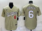 Los Angeles Dodgers #6 Justin Turner light green majestic baseball Jerseys-BD