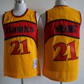 Atlanta Hawks #21 Dominique Wilkins throwback Yellow red nba jersey-XD