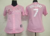 St.Louis Cardinals 7 Holliday Pink MLB Women Jerseys