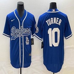 Nike Los Angeles Dodgers #10 Justin Turner blue majestic baseball Jerseys Joint name -BD 01