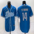 Nike Detroit Lions #14 Amon-Ra St. Brown blue baseball jerseys Joint name-BD