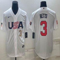 2023 World Cup #3 Mookie Betts white USA majestic baseball jerseys 04