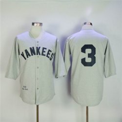 New York Yankees #3 Babe Ruth Grey throwback 1929 MLB baseball Jerseys