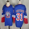 New York Rangers #31 Igor Shesterkin blue red hockey jersey -FH