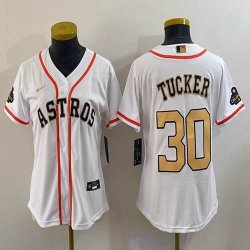 Women Nike Houston Astros #30 Kyle Tucker white baseball jerseys Champions League -BD 03