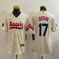 Youth Nike Los Angeles Angels #17 Shohei Ohtani beige majestic baseball jerseys city version-BD