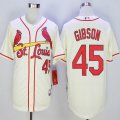 St.Louis Cardinals #45 Bob Gibson Cream throwback baseball jerseys