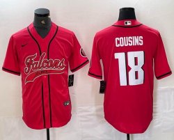 Nike Atlanta Falcons #18 Kirk Cousins red baseball jerseys Joint name -BD