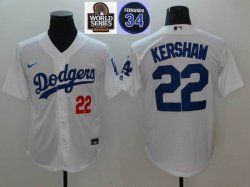 2024 World Series and 34 patch Dodgers #22 Clayton Kershaw white majestic baseball jerseys