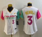 Women Nike San Diego Padres #3 Jackson Merrill white baseball jerseys 02