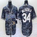 Nike Los Angeles Dodgers #34 Fernando Valenzuela gray camo majestic baseball Jerseys Joint name -BD 02