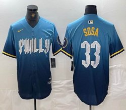 Nike Philadelphia Phillies #33 Sosa blue majestaic baseball jersey city version