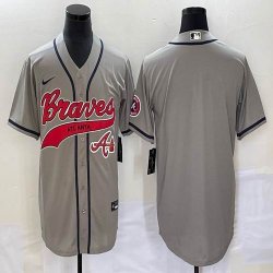 Nike Atlanta Braves blank gray majestic baseball MLB Jerseys Joint name -BD 02