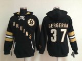 women Boston Bruins Patrice Bergeron 37 Black NHL Hooded Sweatshirt