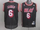 Miami Heat #6 Lebron James Black throwback NBA basketball Jerseys