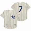 New York Yankees #7 Mickey Mantle beige Throwback baseball jersey -SG