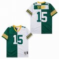 Green Bay Packers #15 Bart Starr green white splits Throwback NFL Jersey