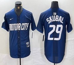 Nike Detroit Tigers #29 Tarik Skubal blue Majestic baseball jerseys city version