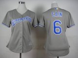 women Kansas Royals #6 Lorenzo Cain gray baseball jerseys