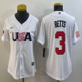 Youth 2023 World Cup #3 Mookie Betts white USA majestic baseball jerseys 06