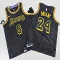 Nike Los Angeless Lakers 8 and 24 Kobe Bryant black fashion basketballJersey-S8