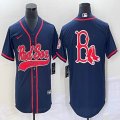 Nike Boston Red Sox blank blue majestic baseball jersey Joint name-BD 02