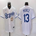 Kansas City Royals #13 Salvador Perez white nike mlb baseball jersey 01