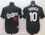 Los Angeles Dodgers #10 Justin Turner black baseball jersey Inverted version