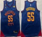 Jordan Logo Denver Nuggets #55 Dikembe Mutombo blue red nba basketball jerseys-XD