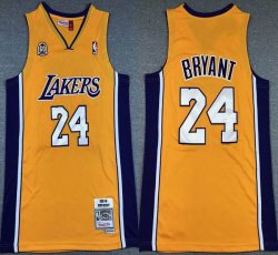 Los Angeless Lakers #24 Kobe Bryant yellow throwback basketball Jerseys 60 th-XD