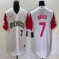 2023 World Cup Mexico #7 Julio Urias white red majestic baseball jerseys 51