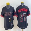 Women Nike Cincinnati Reds #37 Tyler Stephenson black majestic baseball jerseys -BD 02