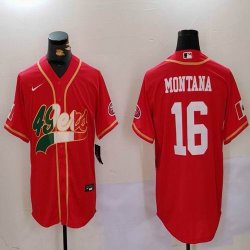 Nike San Francisco 49ers #16 Joe Montana red Mexico baseball jerseys Joint name-BD