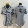 Women Nike Dallas Cowboys blank gray baseball jerseys Joint name-BD 01