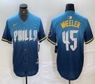 Nike Philadelphia Phillies #45 Zack Wheeler skyblue majestic baseball jersey city version-BD