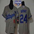 Women Nike Los Angeles Dodgers #24 Kobe Bryant gray majestic baseball Jersey 2020 Dodger World Series Champions