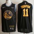 Nike Golden State Warriors #11 Klay Thompson black nba basketball jersey 75th -XD