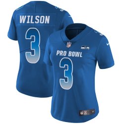 Women Nike Seattle Seahawks 3 Russell Wilson blue 2018 pro bowl Color Rush Limited Jersey