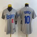 Women Los Angeles Dodgers #10 Justin Turner gray majestic baseball jersey