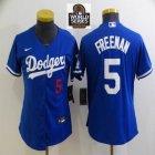 Los Angeles Dodgers #5 Freddie Freeman blue women majestic baseball jersey